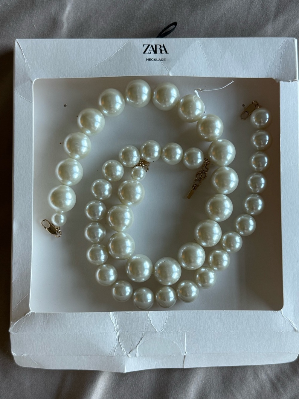Zara Cream Pearl Necklace and Bracelet Set with Gold Accents